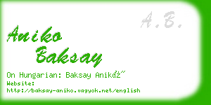 aniko baksay business card